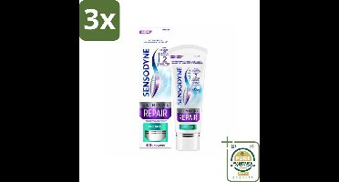 3 x Sensodyne - Tandpasta - Clinical Repair - Deep Clean - Grondige Reiniging - 75 ml - Grootverpakking - Gevoelige Tanden - Tandpasta - Snelle Verlichting - Diepe Reiniging - Klinisch Bewezen