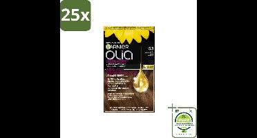 25 x Garnier - Olia 5.3 - Haarkleuring - Licht Goudbruin - Zonder Ammoniak - 60% Olie - Permanente Kleur - Grootverpakking - Permanente Haarkleur - Haarkleuring - Garnier Olia - Olie Delivery System - Grijsdekking
