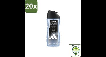 20 x Adidas – Douchegel 3-in-1 – Dynamic Pulse – 250 ml - Grootverpakking - Douchegel - Sportieve Geur - Munt - Energie - Frisheid