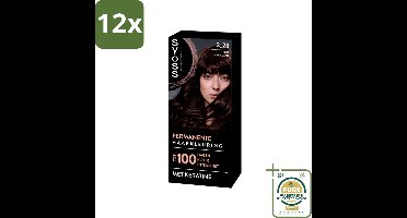 SYOSS - Coloration 3-28 Pure Chocolade - Haarverf - Grijsdekking - Vermindert Haarbreuk - Voordeelverpakking - 12 stuks - Grijsdekking - Keratine