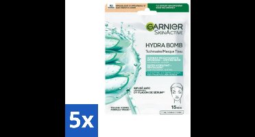 Garnier - SkinActive - Hydrabomb Tissue Masker - Hyaluronzuur & Aloe Vera - Super Hydraterend - 1 Gezichtsmasker - Bulkverpakking - 5 stuks