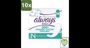 10 x Always - Inlegkruisjes - Normal - Cotton Protection - 38 Inlegkruisjes - Grootverpakking - Inlegkruisjes - Always - Biologisch Katoen - Intiem - Bescherming