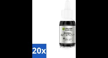 20 x Garnier - PureActive - Serum - AHA + BHA & Charcoal - Tegen Onzuiverheden - 30 ml - AHA + BHA Serum - Huidzuiverend Serum - Acne Serum - Puistjes Serum - Houtskool Serum