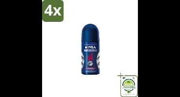 NIVEA MEN - Deodorant Roller - Dry Impact - 50 ml - Voordeelverpakking - 4 stuks - Anti-transpirant - Droge huid