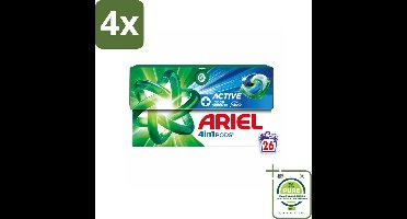 Ariel - 4in1 Wasmiddel Pods - Actieve Geurbestrijding - 26 Pods - Voordeelverpakking - 4 stuks - Wasmiddel capsules - Wasmiddel pods