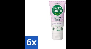 Happy Earth – Cream Oil Wash – 100% Natuurlijk Baby & Kids – 200 ml - Voordeelverpakking - 6 stuks