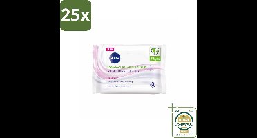 25 x NIVEA - Reinigingsdoekjes - Verzachtend - Droge Huid - Verwijdert Waterbestendige Make-up - 25 Doekjes - Grootverpakking - Gezichtsreinigingsdoekjes - Droge Huid - Make-up Verwijderen - Amandelolie - Hydra IQ