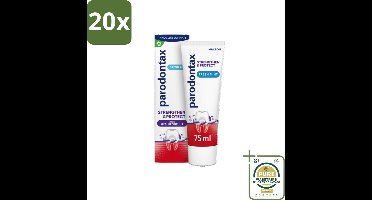 20 x Parodontax - Tandpasta - Strengthen & Protect - Fresh Mint - 75 ml - Grootverpakking - Tandvleesbescherming - Tandvleesversterking - Hyaluronzuur - Fluoride - Tandplak