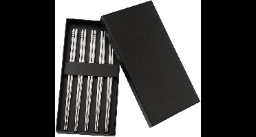Somstyle Chopsticks Set RVS - 5 Paar - Herbruikbaar & Vaatwasserbestendig - Eetstokjes - Zilver