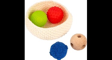 Educo Educatief speelgoed 'Mandje Tactiele ballen' - Sensorisch speelgoed 1 jaar - Spelend leren Motoriek - Houten speelgoed