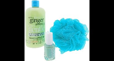 Treaclemoon Cadeauset met Douche Ginger - Nagellak en Puff Spons – Luxe Badset | Verwen Cadeauset | Wellness Geschenk voor Iedereen