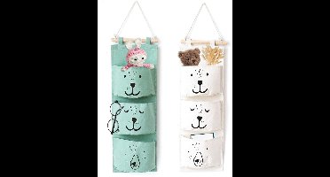 Gigicial Opbergrek voor achter de deur - Hangend opbergrek voor de kledingkastdeur - Ruimtebesparend en esthetisch aantrekkelijk, geschikt voor het opbergen van sokken, cosmetica, sleutels - 2-pack - Groen + Gebroken wit