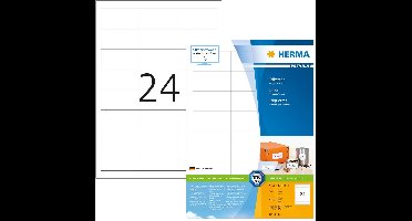 HERMA Premium - Permanent selbstklebende, matte laminierte Papieretiketten - weiß - 64,6 x 33,8 mm - 4800 Etikett(en) (200 Bogen x 24) (4632)