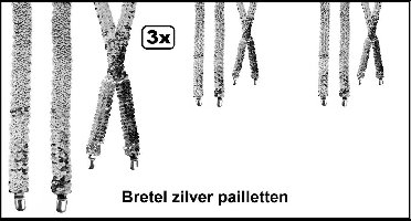3x Bretel pailletten zilver - Thema feest festival carnaval festival glitter and glamour gala