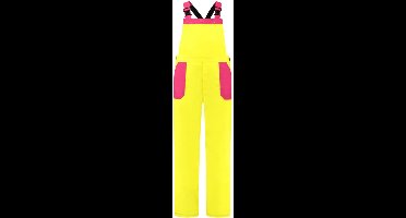 Tuinbroek polyester/katoen geel-fuchsia maat 128