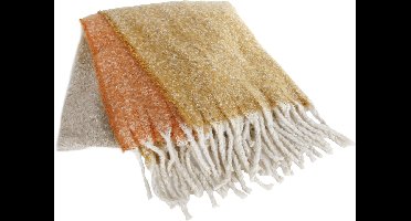 Van Manen plaid Cosy deken crème oranje oker 120x150cm stof.