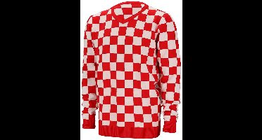 Apollo Carnaval verkleed trui Brabant - v-hals - rood/wit geblokt - dames / heren XL