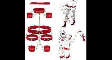 Oneay 10-delige BDSM-set met Fixatiemiddelen – Bondageset voor Koppels – Handboeien, Enkel- en Dijbeenboeien, Kruisriem, Tractieketting en Halsband – Seksspeeltjes voor Volwassenen