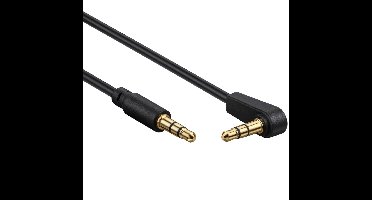 3,5mm Jack stereo audio slim kabel - haaks / zwart - 1 meter