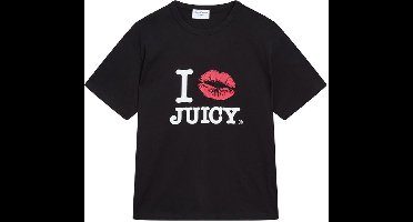 Juicy Couture Juicy Couture I â€˜Kissâ€ Juicy Fitted Ringer Tee ZWART - Maat XS