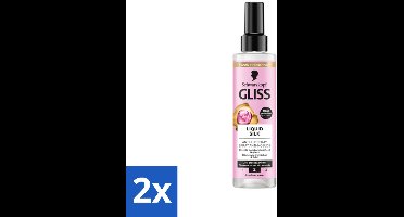 2 x Gliss - Anti-Klit Spray Liquid Silk Gloss voor Glanzend en Klitvrij Haar - 200 ml - Haarspray - Anti-klit Spray - Glans Spray - Zijdeproteïnen - Dof Haar