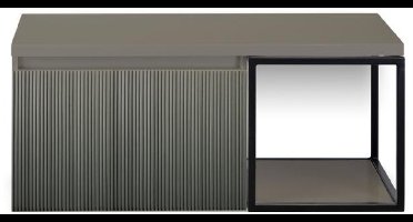 Frozen 3D Badmeubelset 100 cm - Greeplijst in Kleur - Zwart Frame - Wastafelbovenblad Petrol Mat