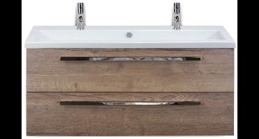 Seville Badmeubelset 120 cm - 2 Laden Tabacco - Wastafel Djazz Enkel 2 Kraangaten