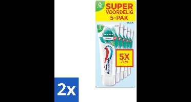 Aquafresh Tandpasta Coolmint - Fris en Beschermend - Voordeelverpakking - 5 tubes - Voordeelverpakking - 2 stuks