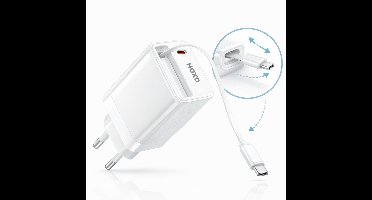 35W USB C Oplader met ingebouwde kabel - USB C Adapter - USB C Kabel - Snellader - USB C naar USB C Kabel