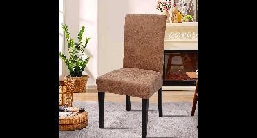 stoelhoezen - set van 6 - lederen - stretch fit - elastisch - universeel - 45D x 45B x 55H centimeter - Ademend - Anti-kreuk - Krasbestendig - Machinewasbaar - Effen - Kleur : kaki