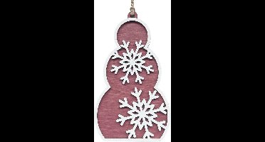 76%ANDERS Kersthanger Ornament - Sneeuwpop - Rood/Bruin - Hout - Duurzaam - Handgemaakt NL
