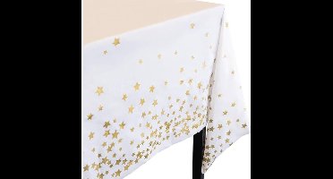 Daily Style – Tafelkleed – Wit met gouden sterren – (137x183cm)
