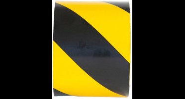 Markeringsband geel/zwart rechtswijzend 150 mm x 22,5 mtr