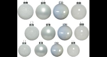 Decoris kerstballen - 42x - wit - glas - 5-6-7 cm - mat/glans/glitter - kerstversiering - Kerstboomversiering