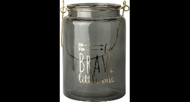 Gusta Waxinelichthouder Theelichthouder - Glas - Be Brave Little One - 10 x 15 cm - Cadeau Geboorte Kraamcadeau