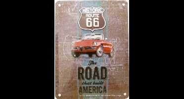 Wandbord - 15 x 20 cm - Historic US Route 66 - Alfa Romeo