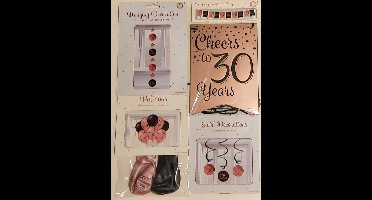 Feestversiering – rose gold/zwart - complete set - 30 jaar - luxe set