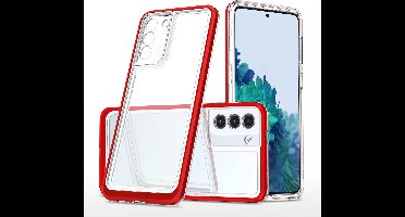 hoesje Geschikt voor Samsung S21 Plus Samsung hoesje transparant cover met bumper Rood - Ultra Hybrid hoesje Samsung Galaxy S21 Plus case hoesje transparant cover met bumper Rood - Ultra Hybrid hoesje Samsung Galaxy S21 Plus case