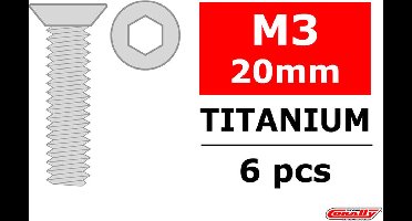 Team Corally - Titanium schroeven M3 x 20mm - Verzonkenkop binnenzeskant - 6 st