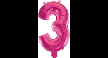 Folie Ballon Cijfer 3 Roze 41 cm