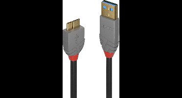 LINDY 36766 USB-kabel USB 3.2 Gen1 (USB 3.0 / USB 3.1 Gen1) USB-A stekker, USB-micro-B 3.0 stekker 1.00 m Zwart