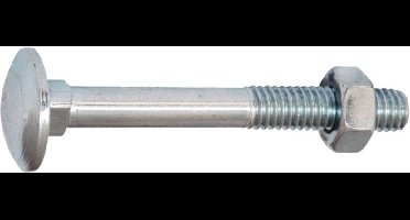 Slotbout met moer. M8 x 50mm. lang. verzinkt. 6 stuks Houtbouten. Homefix.