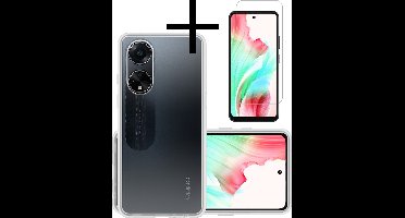 Hoesje - Met Screenprotector - Geschikt voor OPPO A98 - Sterk & Shockproof - Back Cover - Siliconen Case - Telefoon Hoes - Transparant