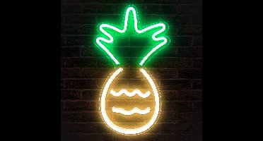 Groenovatie LED Neon Wandlamp "Ananas" - Op USB - 44x26x2cm - Groen / Geel