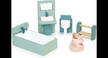 Mentari houten poppenhuis badkamer speelgoedset voor kinderen.