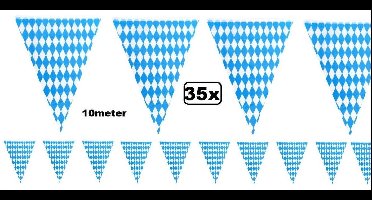 35x Vlaggenlijn Oktoberfest blauw/wit 10 meter - Apres ski bier party festival thema feest