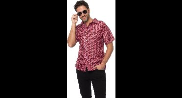Partychimp Luxe Retro Blouse Heren Disco Blouse 70's Shirt Carnavalskleding Heren - Maat 2XL - Rood