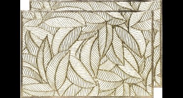 Decoris Tafel placemats - 2x - gouden bladeren - 30 x 45 cm - diner - ontbijt - kerst