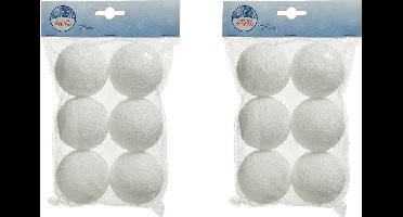 Decoris Sneeuwballen - 24x st - wit - D6 cm - kunststof - Kunstsneeuw ballen - sneeuwversiering