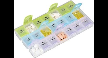 Pillendoos - Pillenbakje - 7 Dagen - Pillen Organizer - Medicijn Doosje - 21 vakjes - Zwart